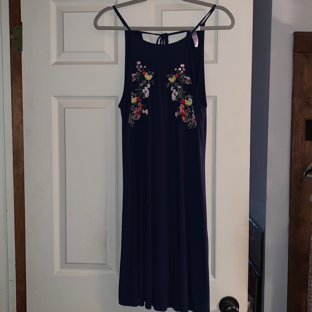 Like new navy blue toe back embroider sundress
